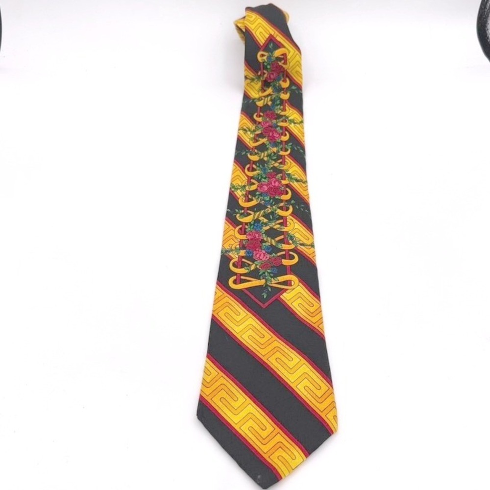 Vintage Rush Limbaugh No Boundaries Tie Men OS Silk Greek Key Rare Chic Retro